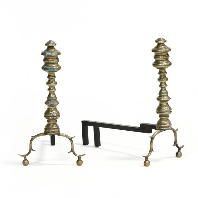 pair-of-chippendale-brass-andirons