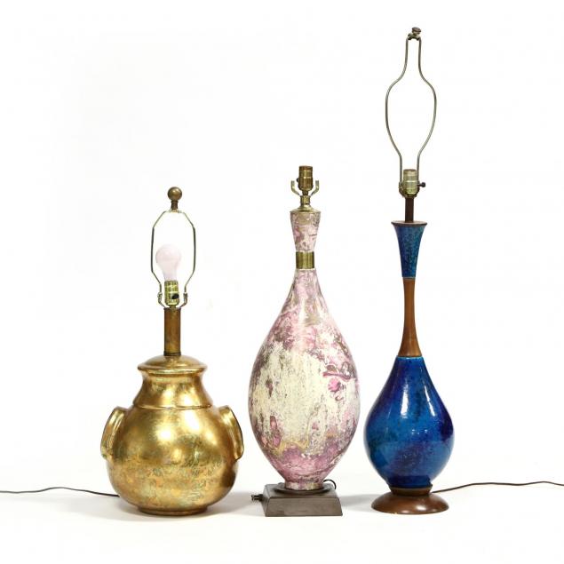 three-mid-century-table-lamps