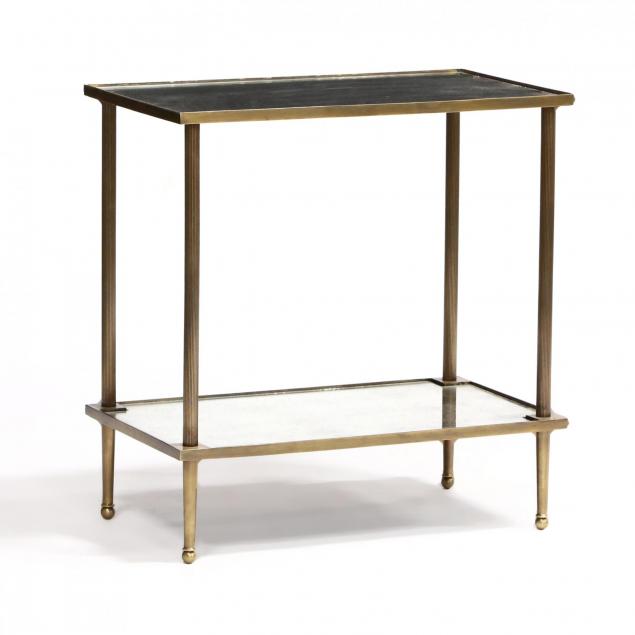 modernist-two-tier-mirrored-bronze-side-table