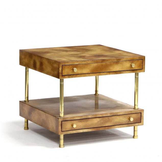 modernist-vellum-and-brass-two-drawer-side-table