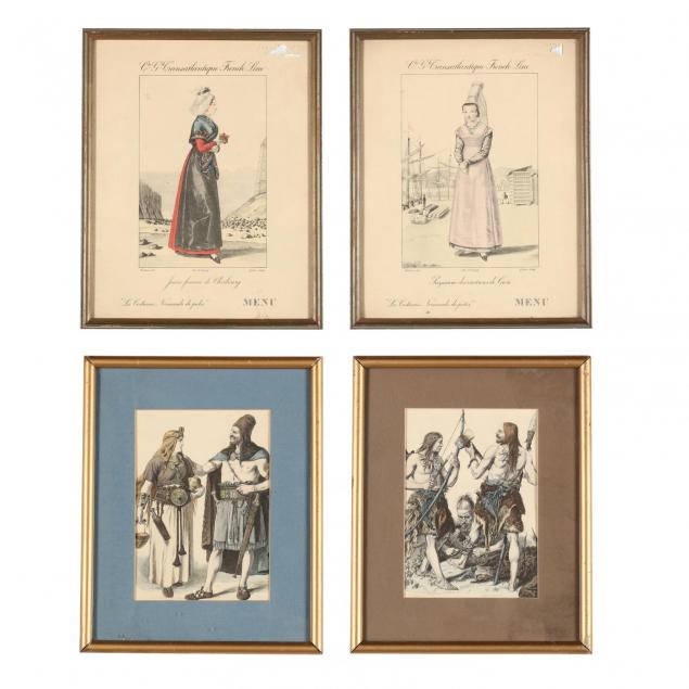 two-pairs-of-framed-hand-colored-european-prints