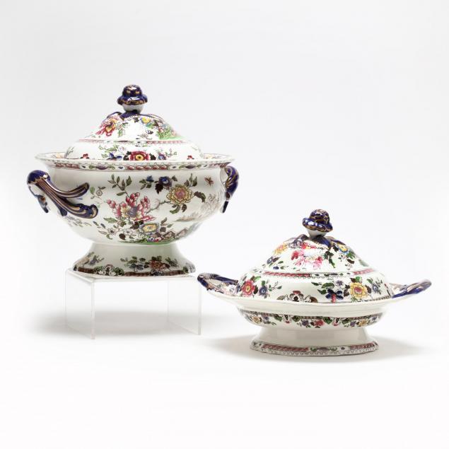 two-antique-chinese-flora-lidded-tureens