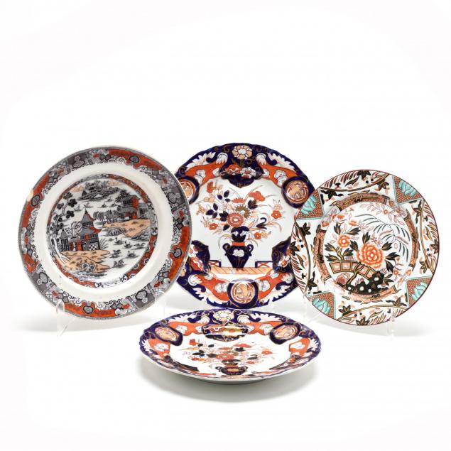 four-antique-english-imari-plates