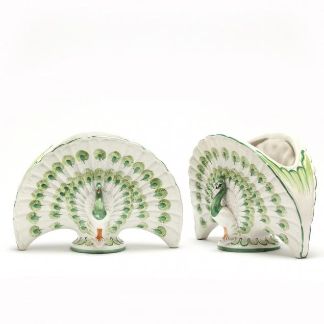 pair-of-designer-italian-porcelain-peacock-vases