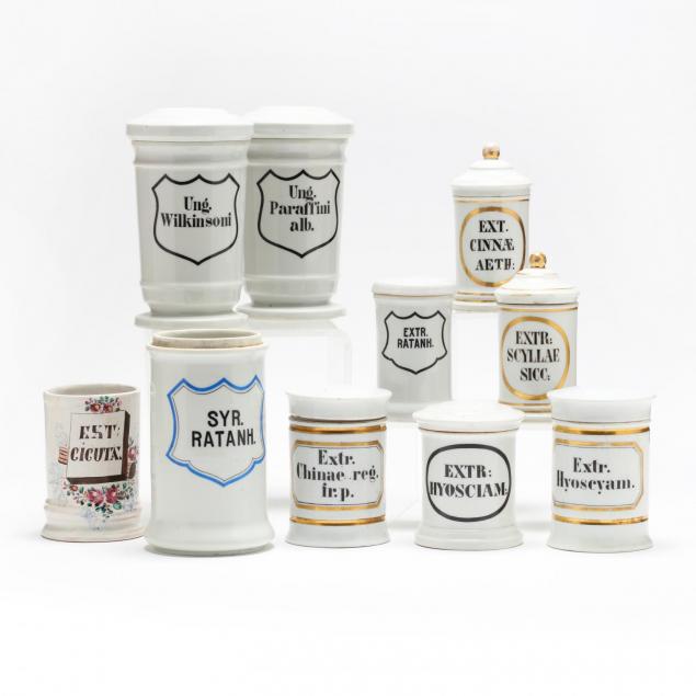 lot-of-ten-porcelain-drug-jars