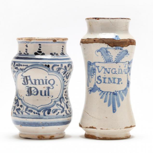 two-albarello-majolica-drug-jars