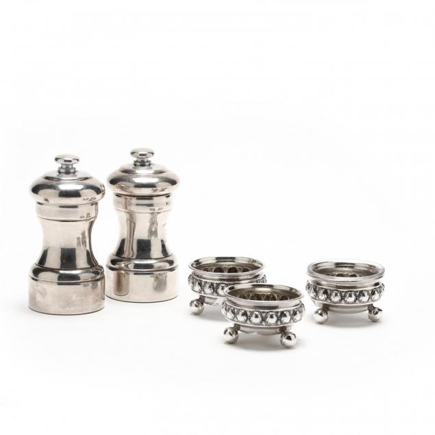 set-of-three-800-silver-master-salts-a-pair-of-sterling-silver-pepper-mills