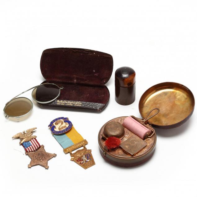 vintage-medals-inkwells-and-glasses