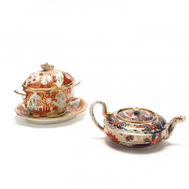antique-porcelain-sauce-tureen-and-tea-pot