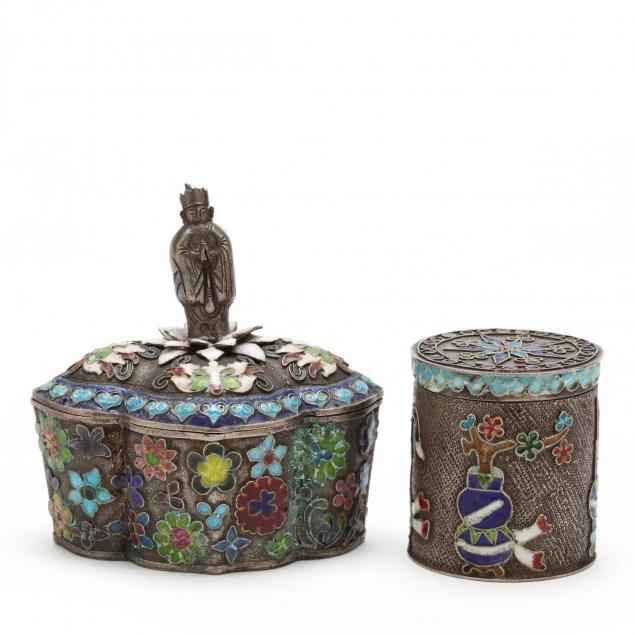 two-antique-chinese-enameled-silver-boxes