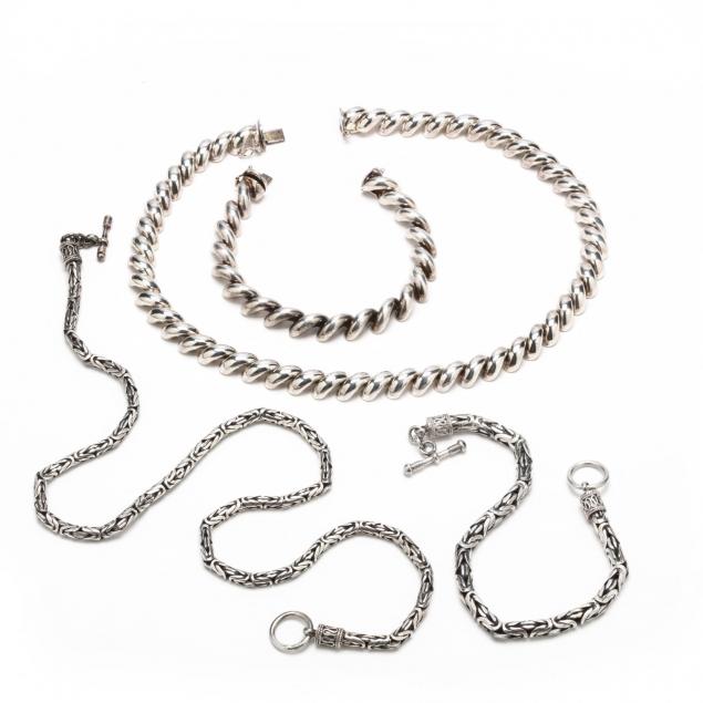 two-sterling-necklace-and-bracelet-sets