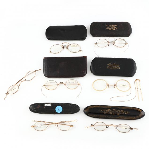 group-of-seven-pair-antique-eyeglasses-with-gold-frames