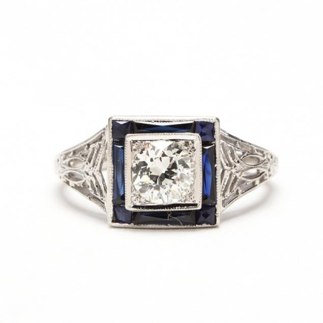 art-deco-14kt-white-gold-diamond-and-sapphire-ring