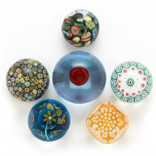 murano-six-vintage-labeled-paperweights