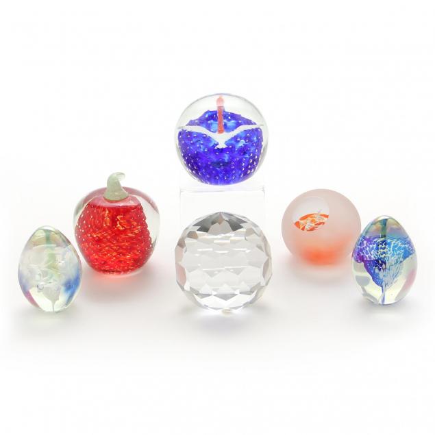 six-assorted-glass-paperweights