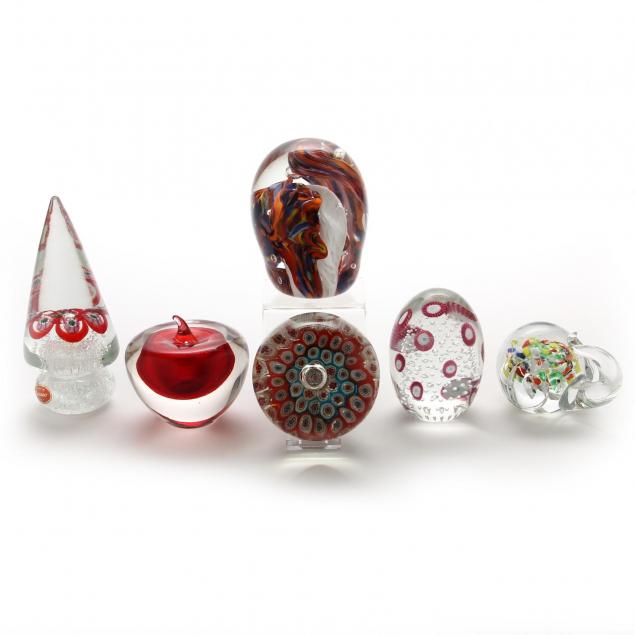 six-murano-style-glass-paperweights