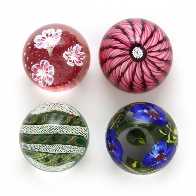 four-fine-art-glass-paperweights