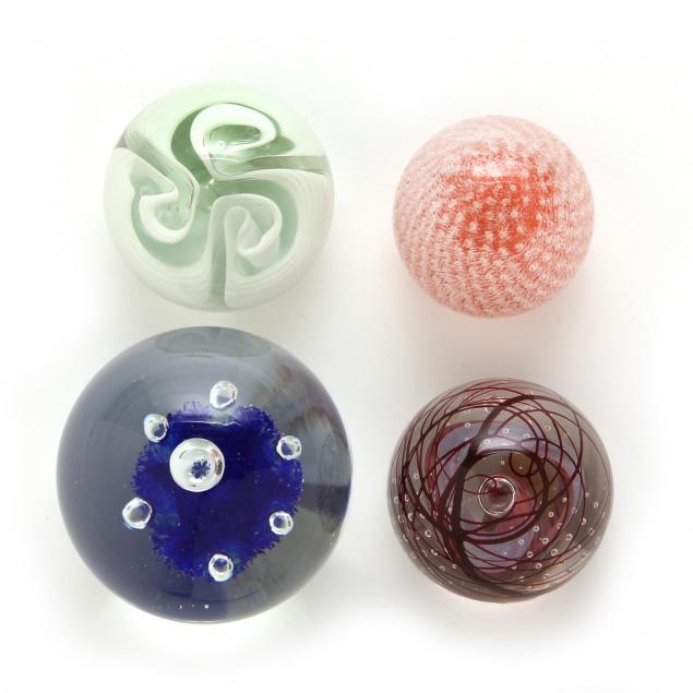 four-contemporary-art-glass-paperweights