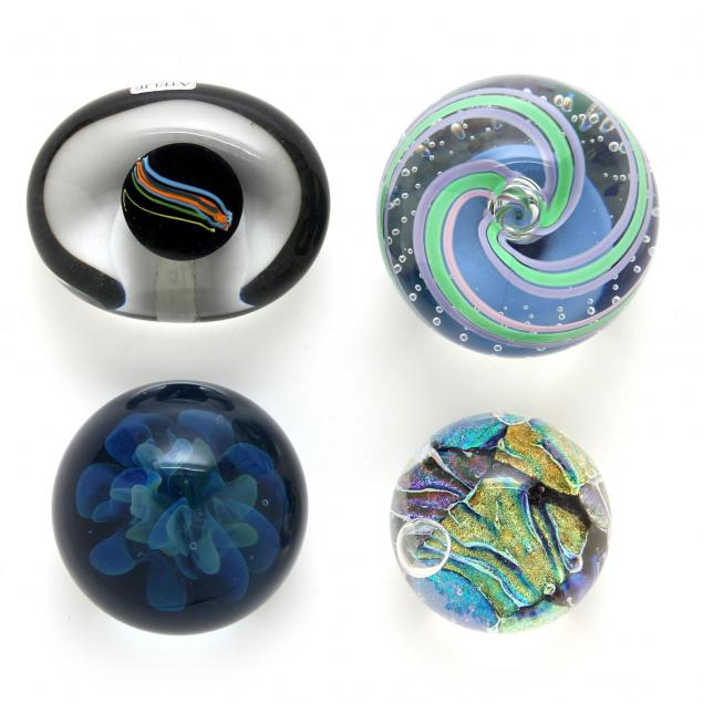 four-contemporary-art-glass-paperweights