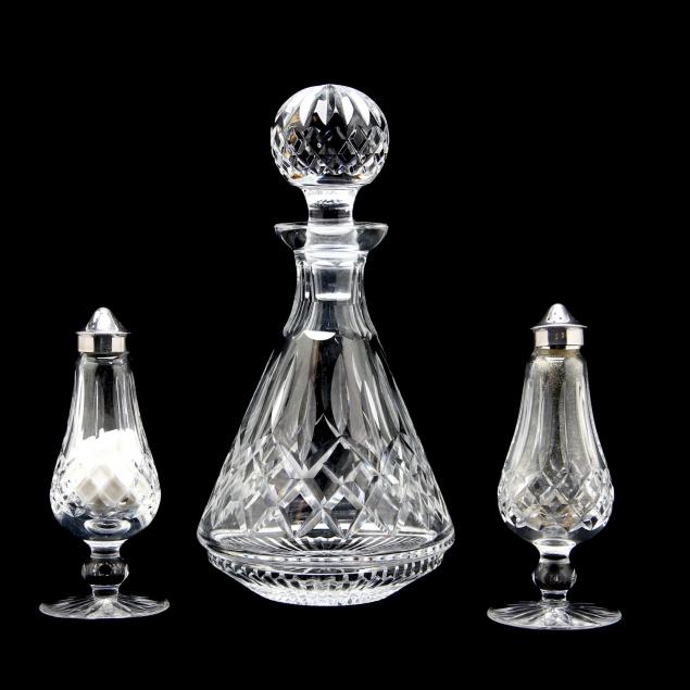 waterford-crystal-lismore-decanter-and-shakers