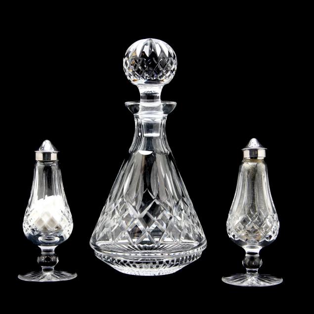 waterford-crystal-lismore-decanter-and-shakers