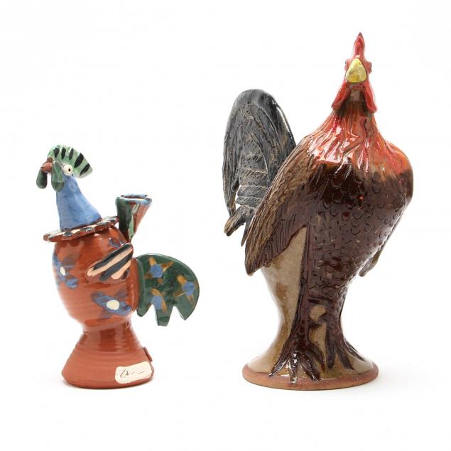 two-folk-art-pottery-roosters