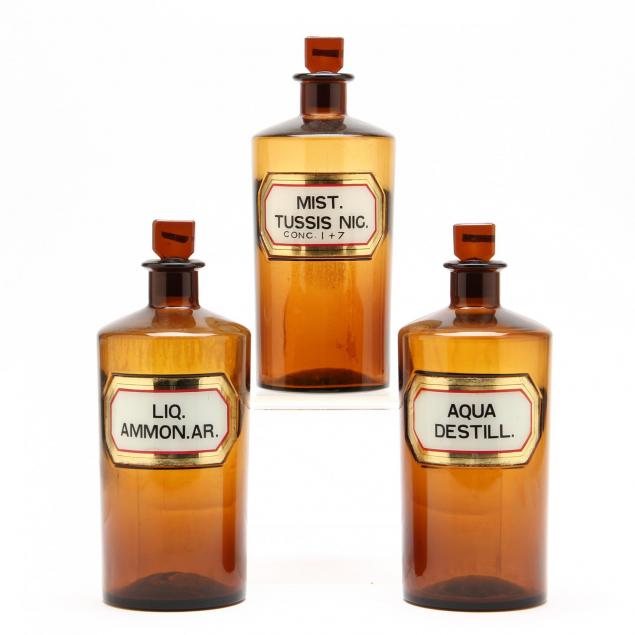set-of-three-amber-apothecary-bottles