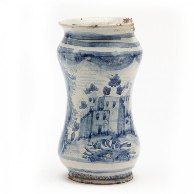 an-albarello-majolica-drug-jar-landscape-decorated