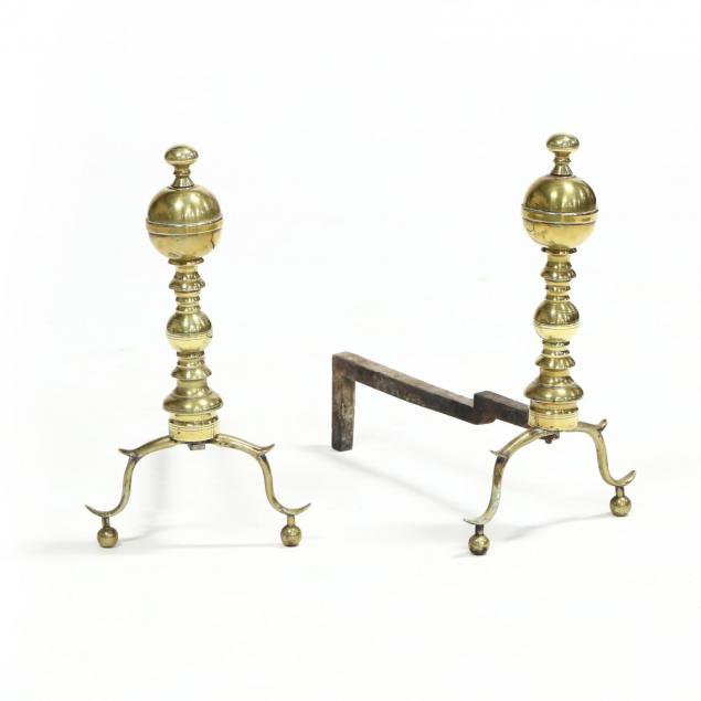 pair-of-chippendale-brass-andirons