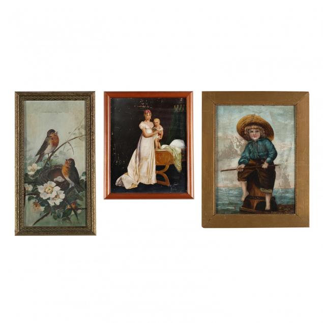 three-antique-vintage-paintings