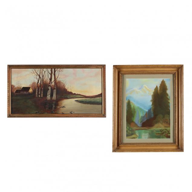 two-vintage-landscape-paintings