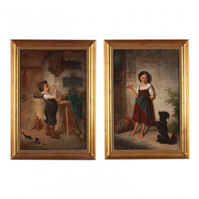 pair-of-german-genre-paintings-19th-century