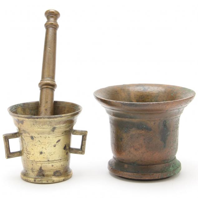 two-signed-brass-mortars-with-pestle