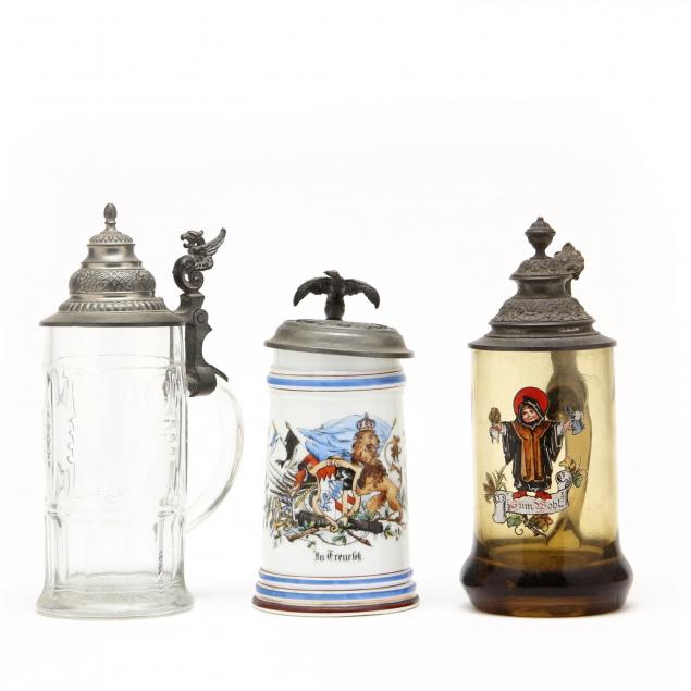 three-antique-german-steins