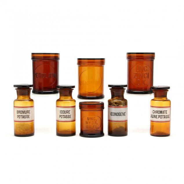 group-of-ointment-jars-and-apothecary-bottles