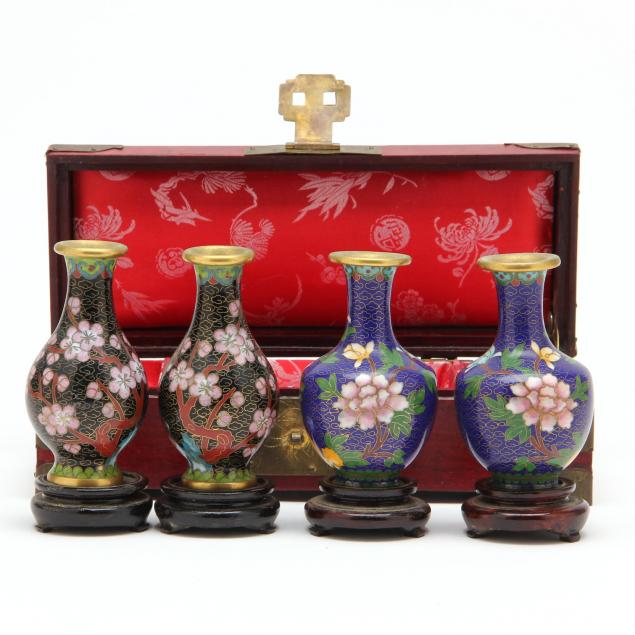 two-pair-of-cloisonne-cabinet-vases-and-jewelry-box