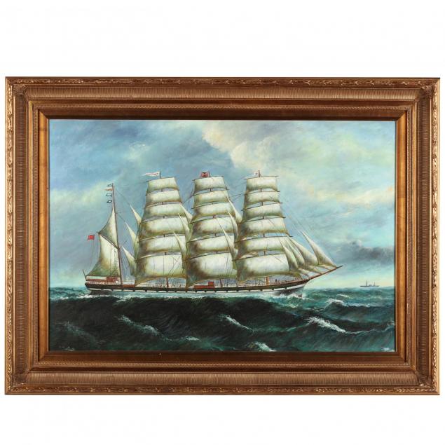 large-contemporary-painting-of-a-clipper-ship