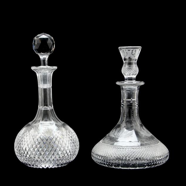 two-vintage-crystal-decanters