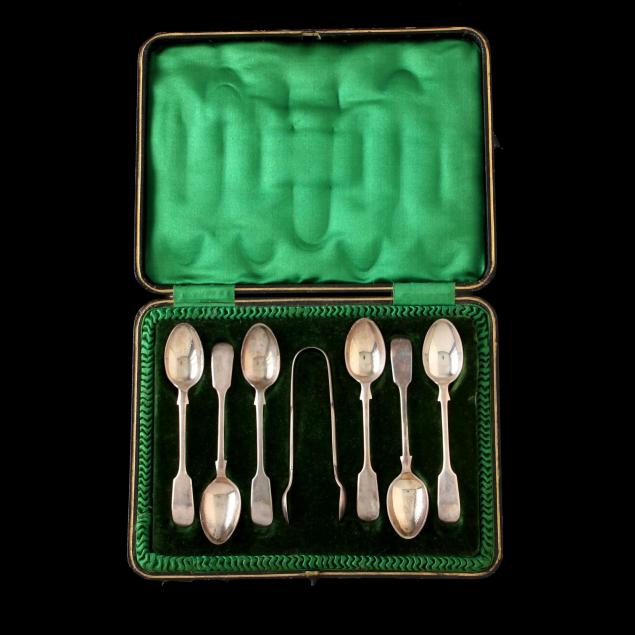 an-edwardian-cased-set-of-silver-teaspoons-sugar-tongs