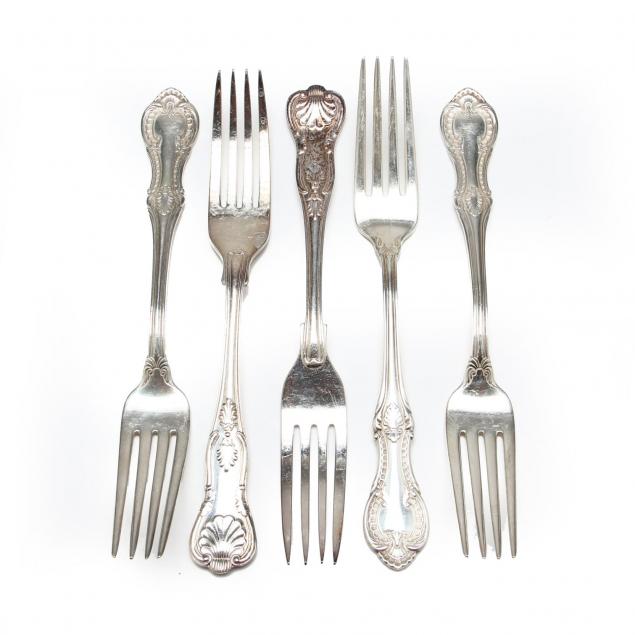five-sterling-silver-silverplate-forks