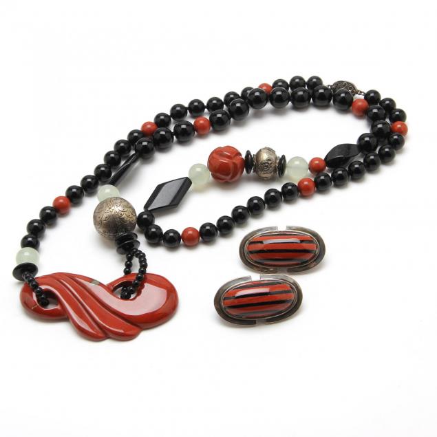 hardstone-bead-necklace-and-earrings