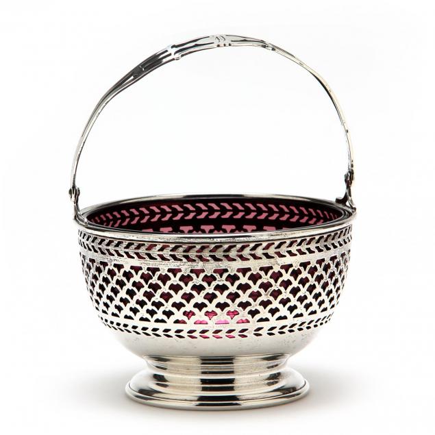 a-neoclassical-style-reticulated-sterling-silver-amethyst-glass-basket