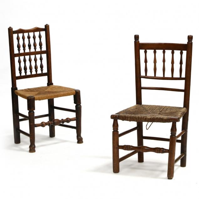 two-antique-spindle-back-side-chairs
