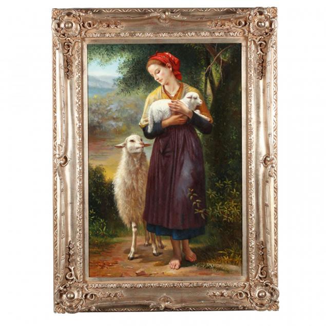 decorative-painting-of-a-young-woman-with-lamb