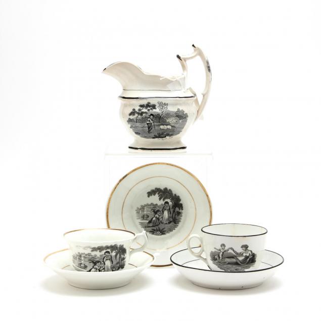 six-pieces-of-antique-black-transferware-porcelain