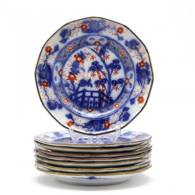 set-of-eight-antique-english-flow-blue-indian-bridge-plates