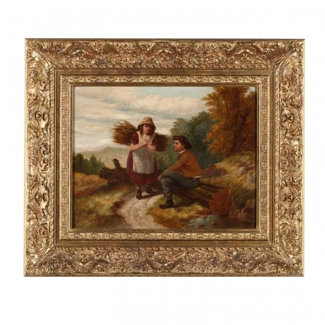 victorian-genre-painting-of-two-young-children