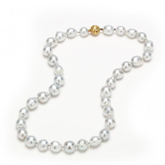 South Sea Cultured Pearl Necklace with 18KT Milkyway Ball Clasp ...