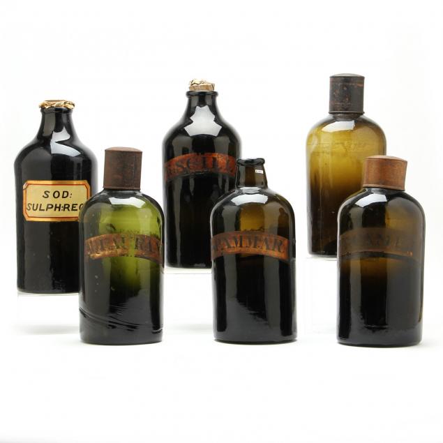 group-of-six-early-apothecary-bottles