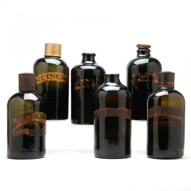 group-of-six-early-apothecary-bottles